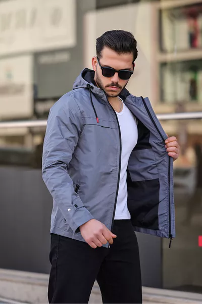 سترة رجالية موسمية جديدة بغطاء للرأس