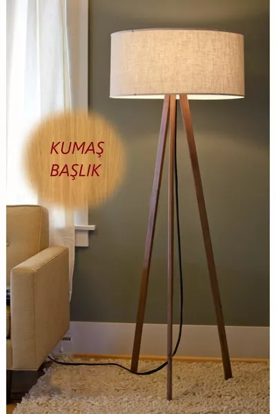 Toscana Antique Beji --3-Leg Tripod Floor Lamp with Fabric Shade--beige-c