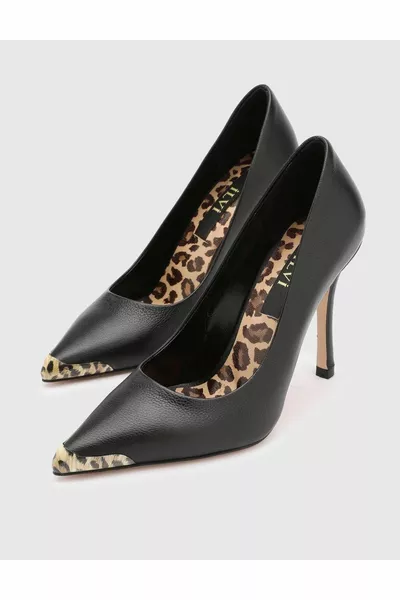 Bron echt lederen zwarte hakken voor dames