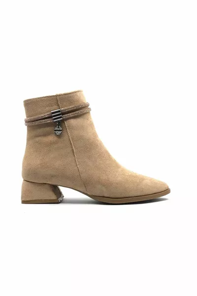 Stivali da donna con tacco corto con tacco a punta a righe asiatiche TEN SUEDE