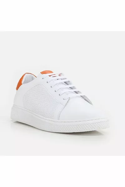 جلد طبيعي أبيض أحذية رياضية نسائية