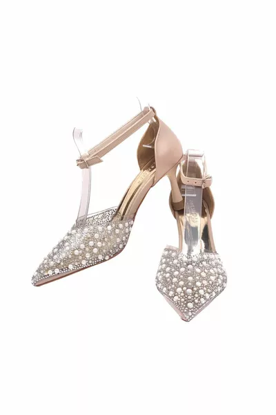 Onl Turg Nut Заострен камък Детайлни вечерни обувки за рокля Lucest New