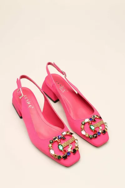Дамски токчета Fuchsia Satin Stone