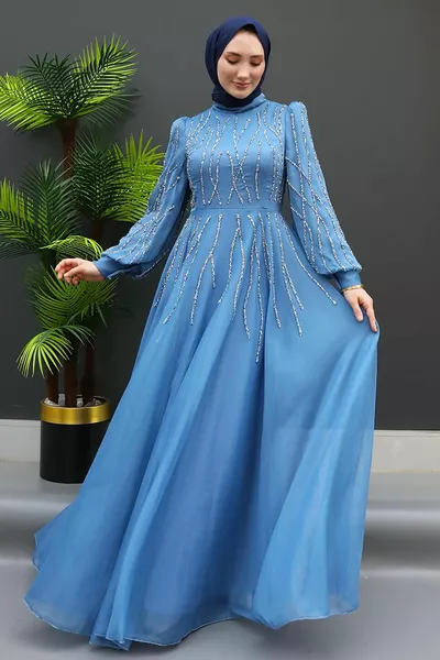 Huma Janjan Abendkleid Indigo