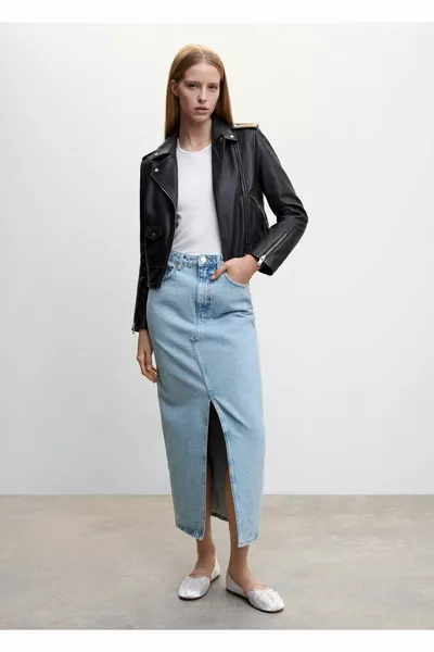 Slit Denim Skirt
