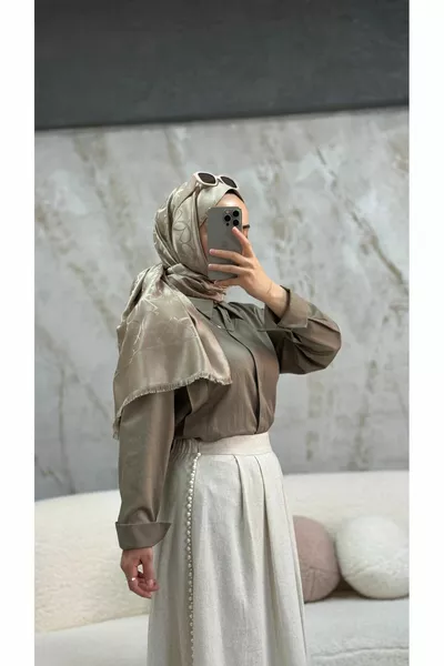 Semra İlhan - Touche İnci Detaylı Keten Etek