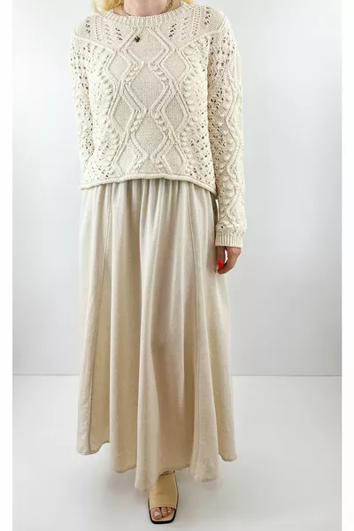 Raw Linen Flared Maxi Skirt