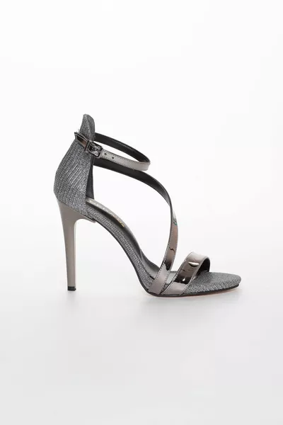 Платформа монобанд платинени дамски токчета вечерни обувки