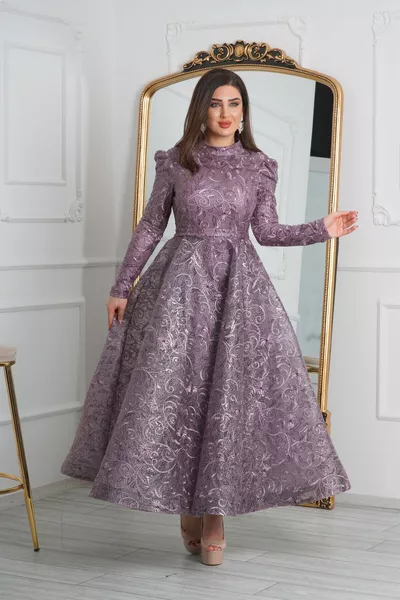 الترتر الدانتيل تصميم كورساج الحجاب مساء اللباس مع تنورة واسعة