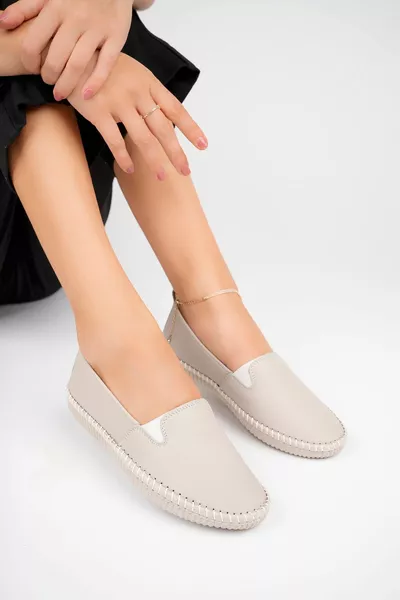 Echt Leer Zilveren Vrouwen Lederen Ballerina's 