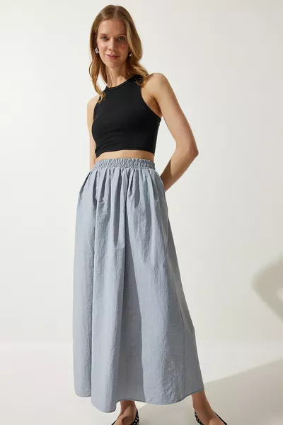 Women's Grey Parachute Balloon Skirt 