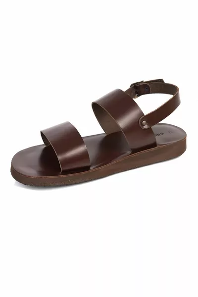 صندل جلد طبيعي بني للرجال 
