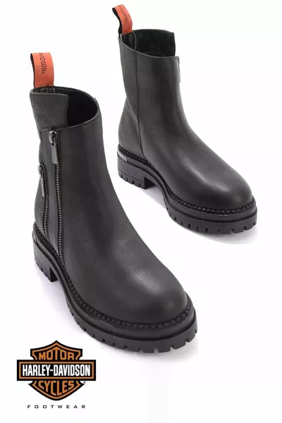 أحذية نسائية جلد طبيعي أسود وحذاء 