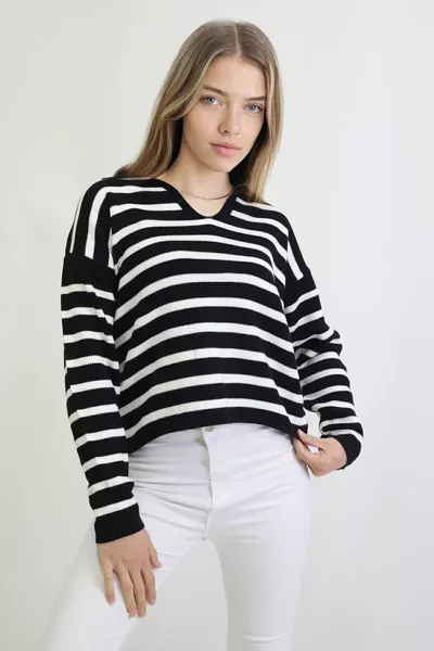 женская рубашка воротник полосатый свитер