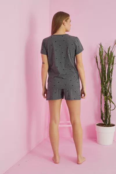 smoked point patterned Cotton Shorts-Pajamas Set