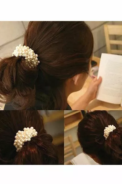 Pince à cheveux en caoutchouc pleine perle de qualité