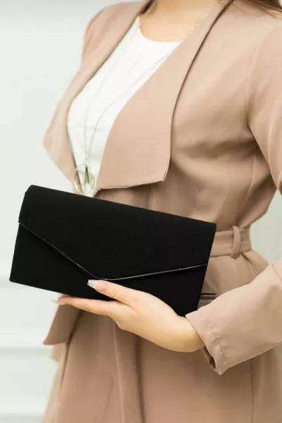 Borsa da sera da donna in nabuk nero