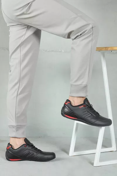  Noir - Rouge Baskets Casual Casual Homme