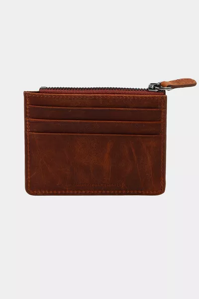  جلد طبيعي عملة حامل سستة النساء الرجال محفظة حامل بطاقة انخفض تان