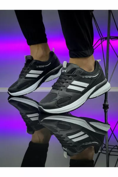 رجال أسود أبيض خطين Lpx جراحة العظام أحذية رياضية عارضة 