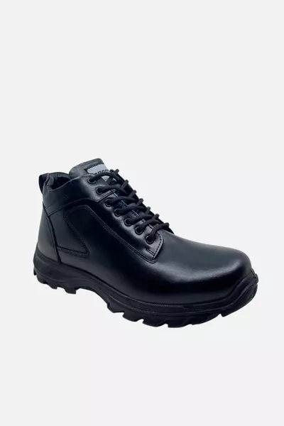 Мъжки кожени черни ботуши Черни мъжки ботуши DS