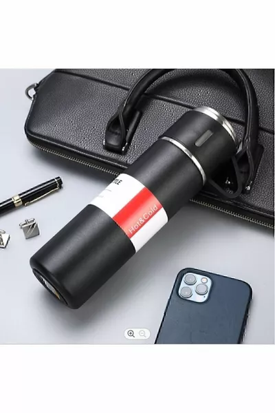 Roestvrijstalen thermoskan zwarte kleur 3-kops thermoskan set vacuüm thermoskan set