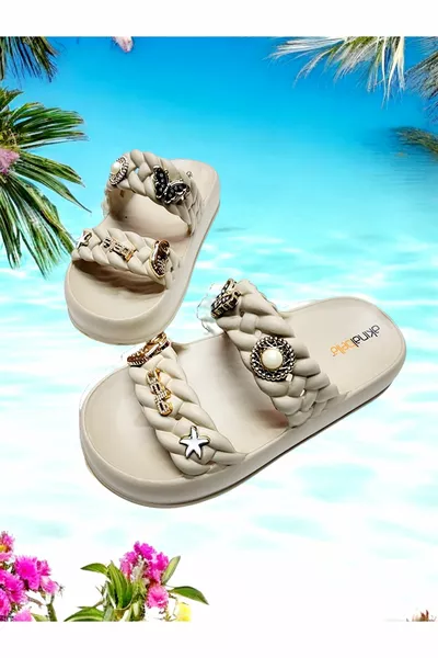 Doppelstrick Strap Bequeme Sohle Aufkleber Stein Meer, Strand, Pool, Outdoor, Haus Hausschuhe