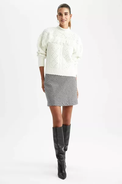 A Cut Checkered Normal Waist Mini Skirt sp