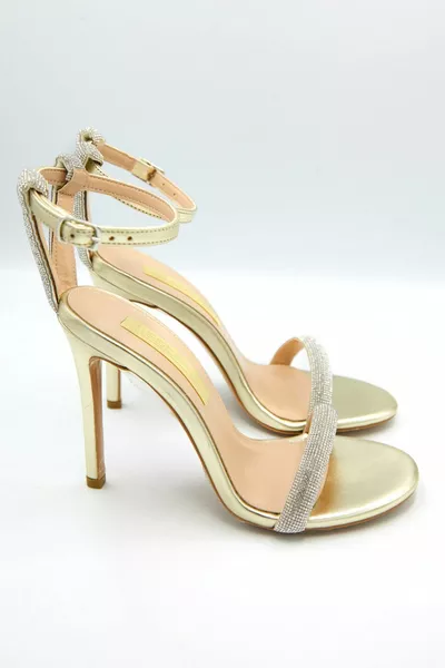 المرأة واحدة الفرقة الحجر مفصلة لامعة الساتان الكعب