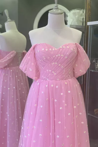 Пудра Daisy Midi дължина тюл вечерна рокля и вечерна рокля