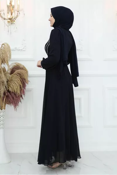 AVONDJURK MET ZWARTE STEENDETAILS VOOR DAMES T 