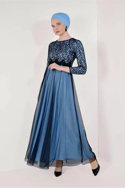 ABITO DA SERA DONNA IN PIZZO BLU 