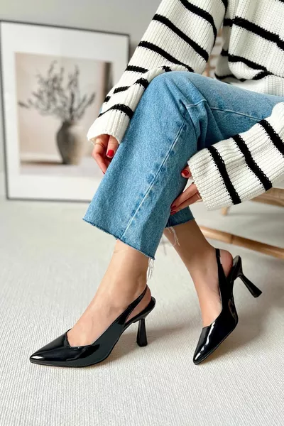 شرارة براءات الاختراع الجلود وأشار اصبع القدم الظهر فتح الخنجر مساء الكعب أحذية نسائية