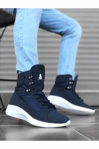  Boxer court à lacets bleu marine Bottes postales de sport unisexes