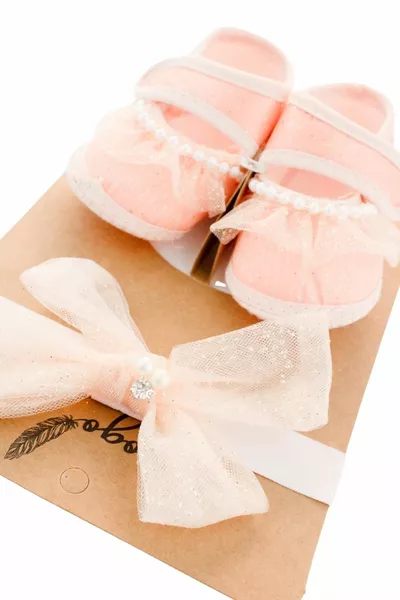 0-3 mesi neonato glitter pizzo salmone bambino bandana stivaletti set