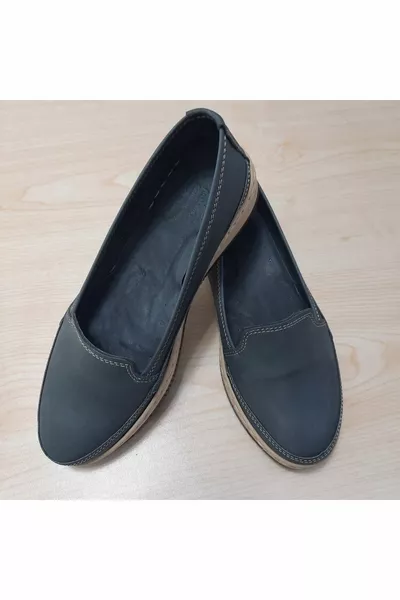 Echt leer gewatteerde hak Gerookte kleur Ballerina's