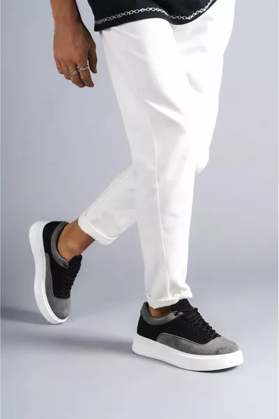 Schwarzgraue Wildleder Schnürschuhe für lässige Herren