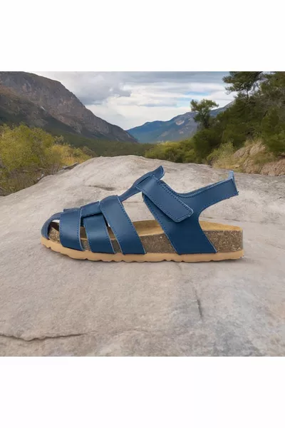 Sandali unisex per bambini in vera pelle, sandali ortopedici in velcro