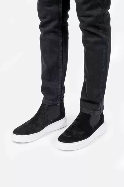 Genuine Leather Suede Black Ultra Comfortable And Lightweight Chelsea Men's Boots 