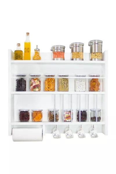 رف بهارات وخزائن مطبخ خشبية