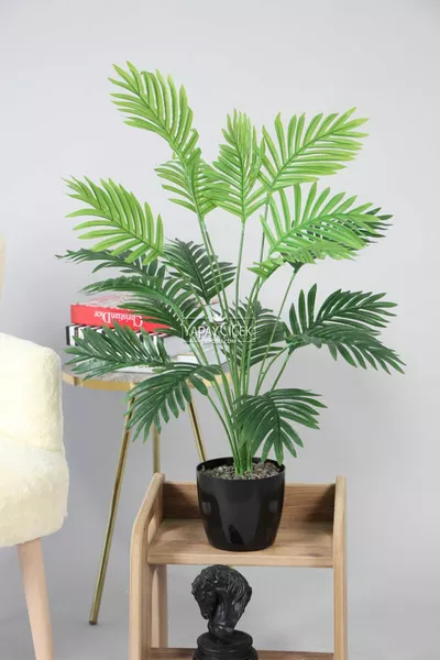 Изкуствено дърво Арека (папратово растение) с листа в черен саксия, cm