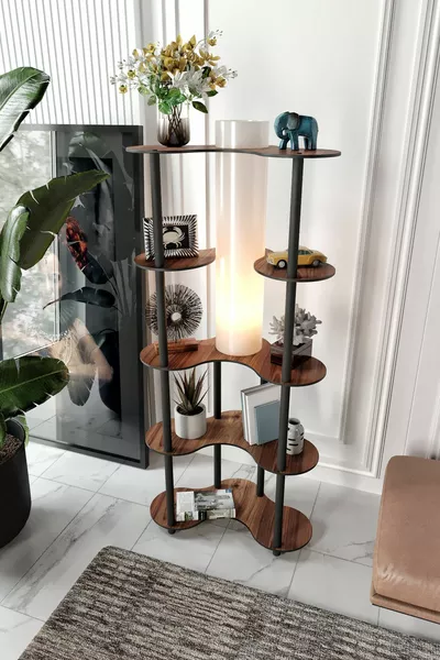 Напольная лампа Mariposa с книжной полкой, цвет орех Madran