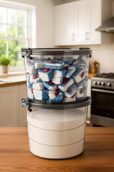 Mega Size Advantage 2-Pack Round Flour and Legume Container - Handled Detergent Storage Box 7 Liters Anthracite