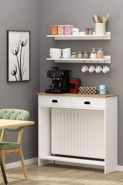 Vira Cm (For Cm and Cm Honeycombs) Honeycomb Top Coffee Corner Multi-Purpose Shelf Basket White