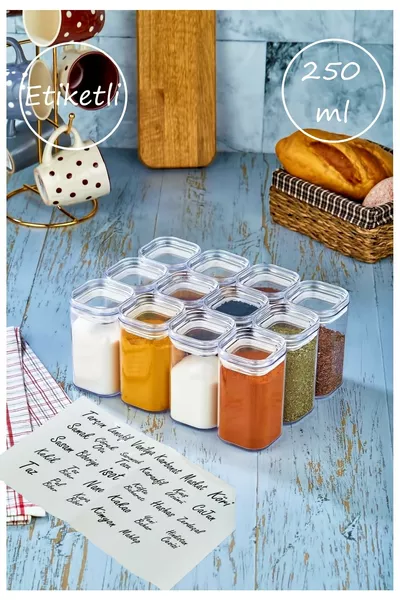 Barattolo per spezie in acrilico con etichetta, contenitore da ML