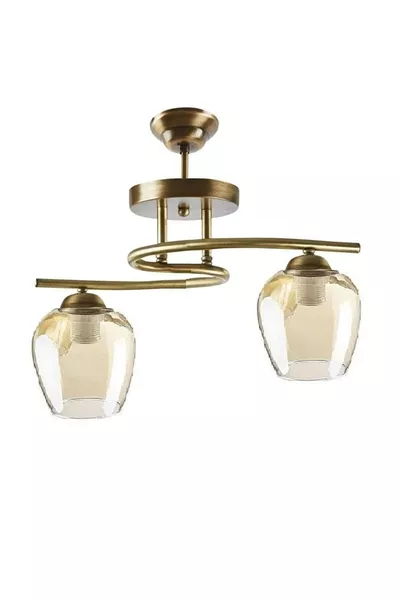 Fuji Salon - Kitchen - Bedroom Distressed Frame Double Chandelier with Amber Glass
