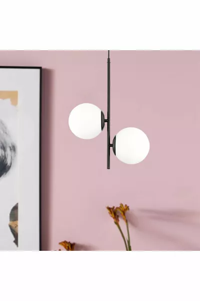 Malibu 2-teilig Schwarz-Weiß Glas Modernes Jugendzimmer Küche Schlafzimmer Retro Wohnzimmer Kronleuchter