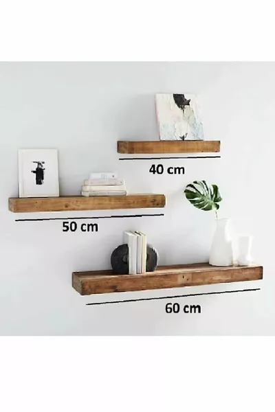 Massief Decoratieve 3-delige Vliegende Boekenkast Verborgen Wandmontage Accessoire Plank