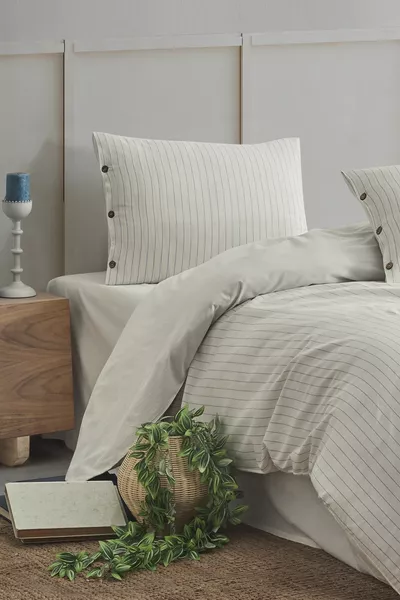 Easy Refine Blauwe Dubbele Wasbare Geverfde Draad Dekbedovertrek Set