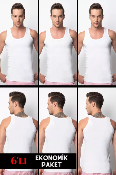 Pacco da 6 Canottiere da Uomo in Cotone Marchio Özlem